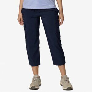 NWT Columbia Silver Ridge Capri Crop Omni-Wick SPF Navy Blue Cargo Pants Women 4